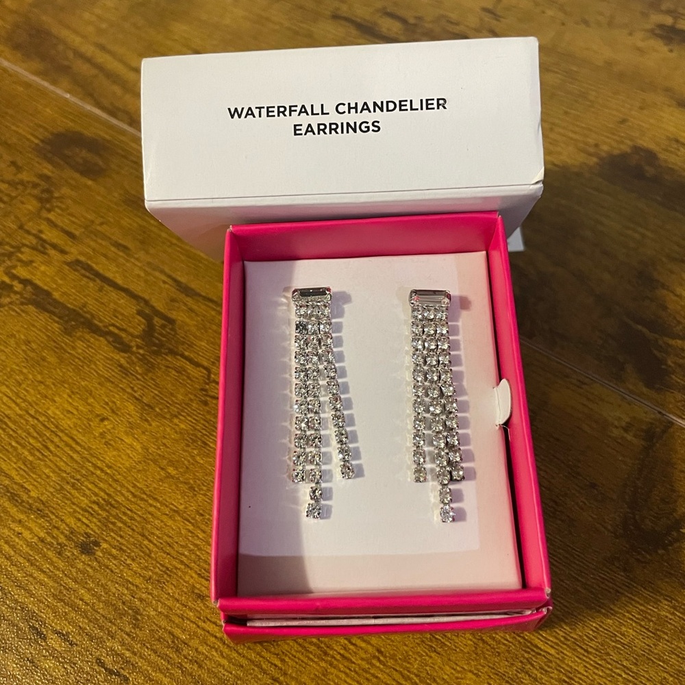 Avon Silver Crystal Waterfall Earrings